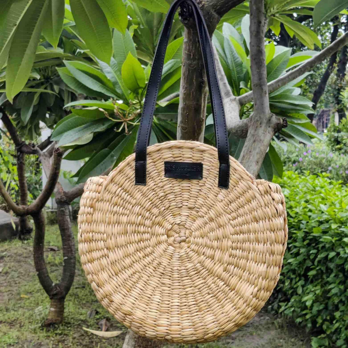 Lisa Black Straw Bag (Large) - Iris Atelier India