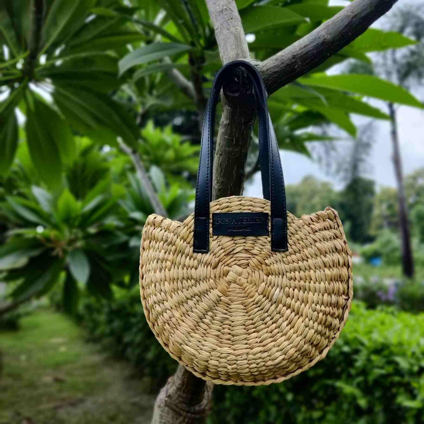 Women Handmade Natural Straw Sling Bag | Handcraft Bag (Small) - Iris Atelier India