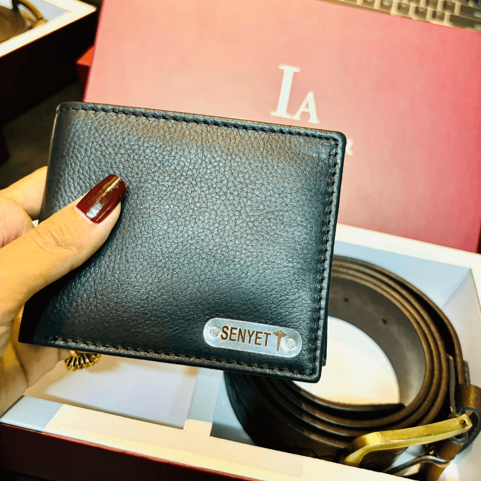 Personalise Bi Fold Wallet and Genuine Leather Belt Combo for Men