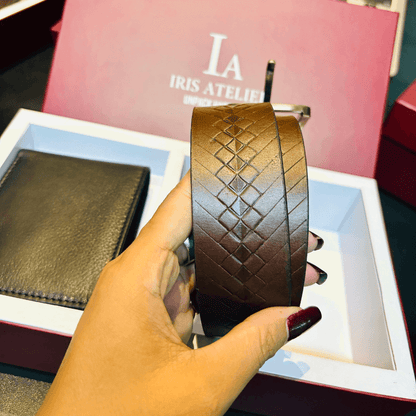 Personalise Bi Fold Wallet and Genuine Leather Belt Combo for Men