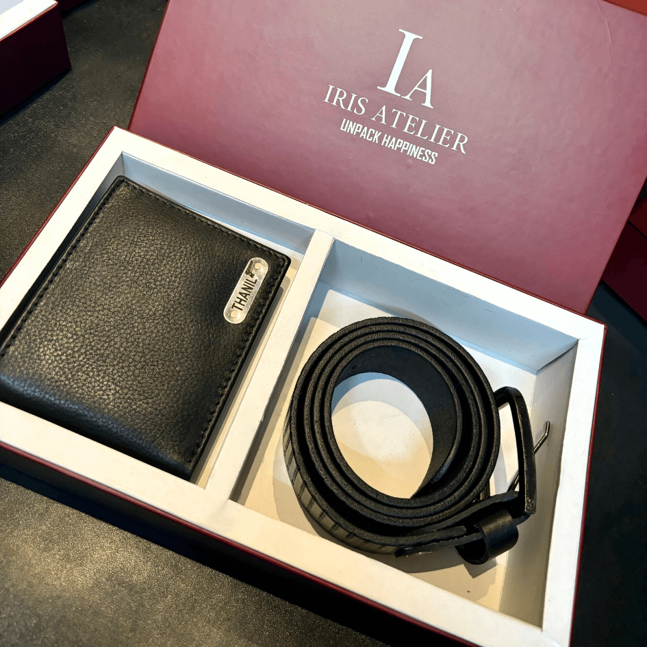Personalise Bi Fold Wallet and Genuine Leather Belt Combo for Men